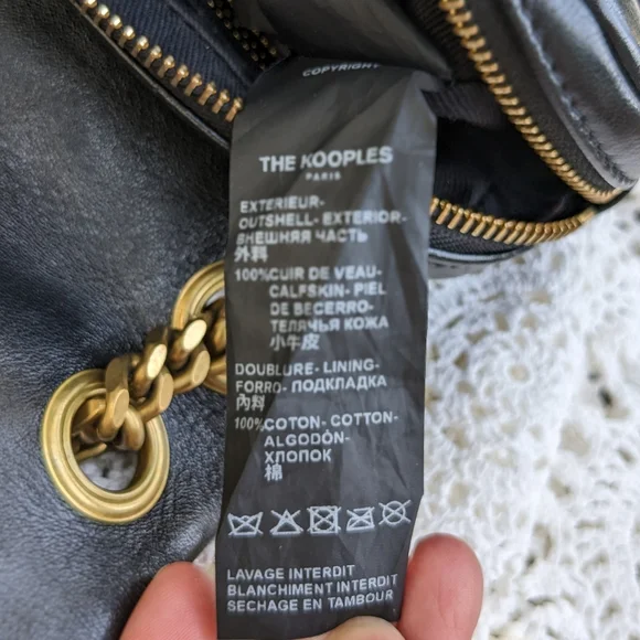 The Kooples Stella Studded Bag Black Leather + Brass Chain - Picture 14 of 17